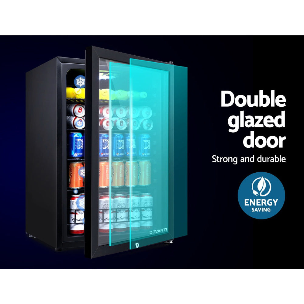 115L Countertop Glass Door Commercial Display Fridge - Black - Homecoze