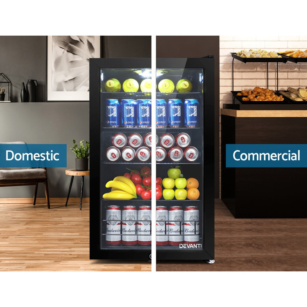115L Countertop Glass Door Commercial Display Fridge - Black - Homecoze