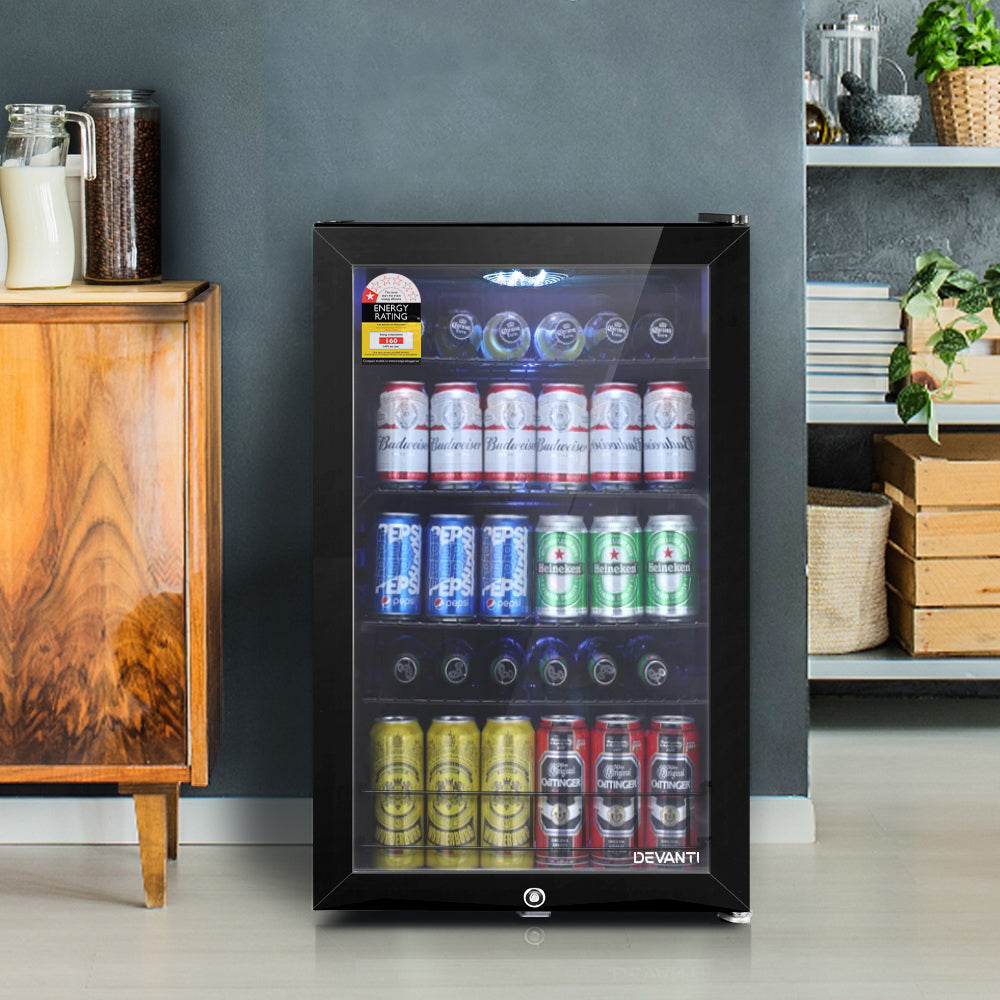 115L Countertop Glass Door Commercial Display Fridge - Black - Homecoze