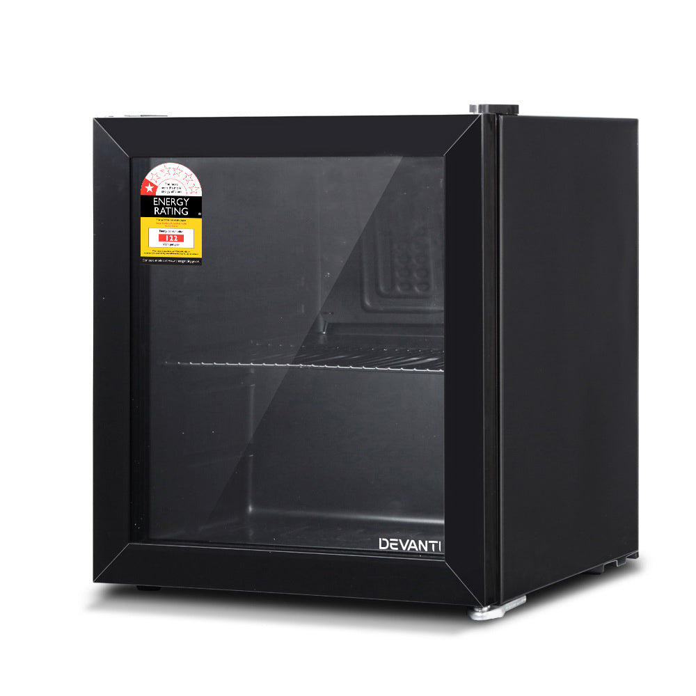 46L Mini Countertop Glass Door Display Fridge - Black - Homecoze