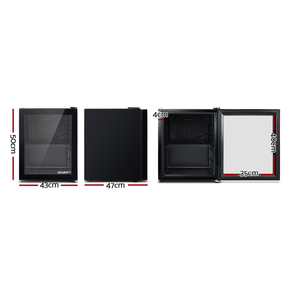 46L Mini Countertop Glass Door Display Fridge - Black - Homecoze