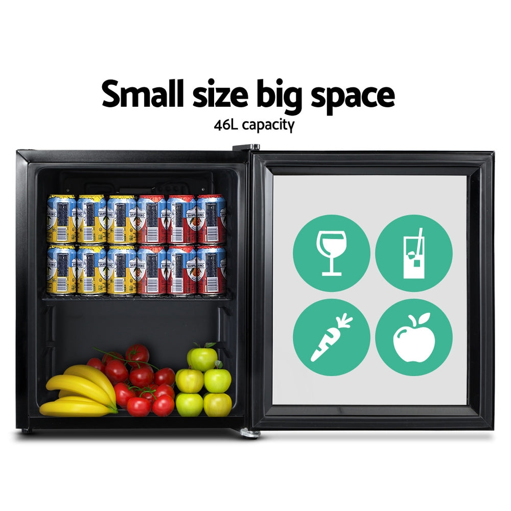 46L Mini Countertop Glass Door Display Fridge - Black - Homecoze