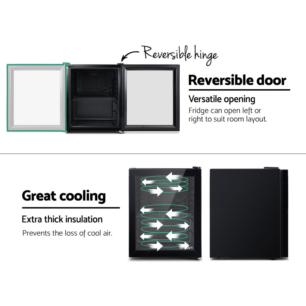 46L Mini Countertop Glass Door Display Fridge - Black - Homecoze