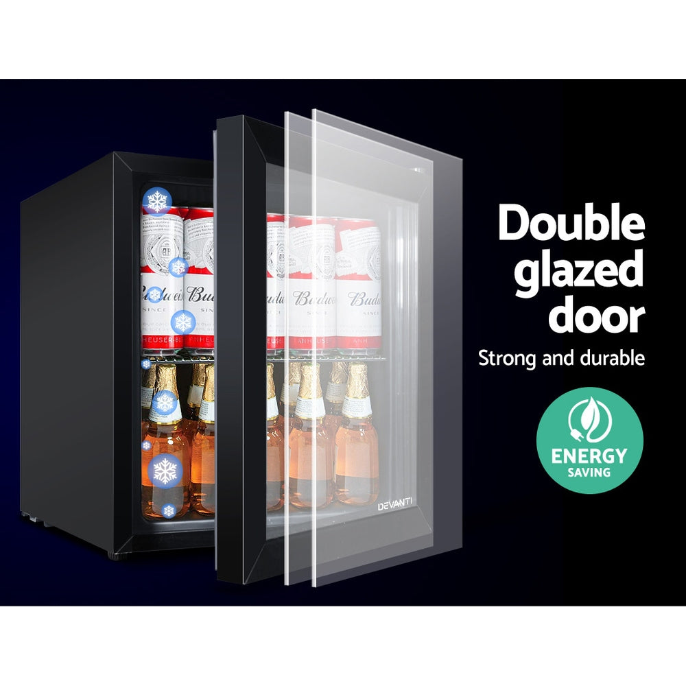 46L Mini Countertop Glass Door Display Fridge - Black - Homecoze