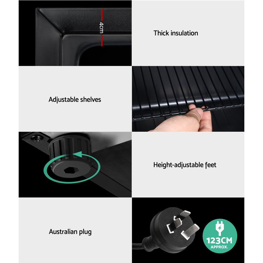 46L Mini Countertop Glass Door Display Fridge - Black - Homecoze