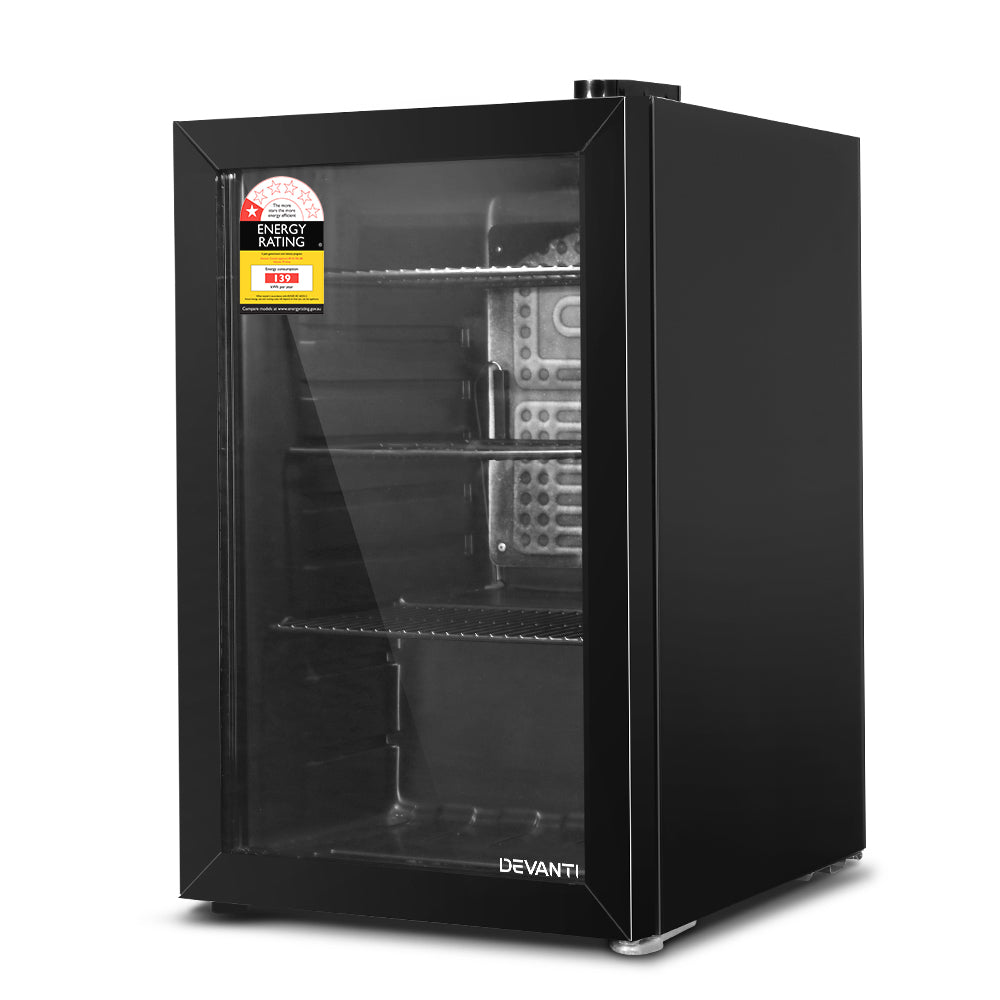 70L Small Countertop Glass Door Display Fridge - Black