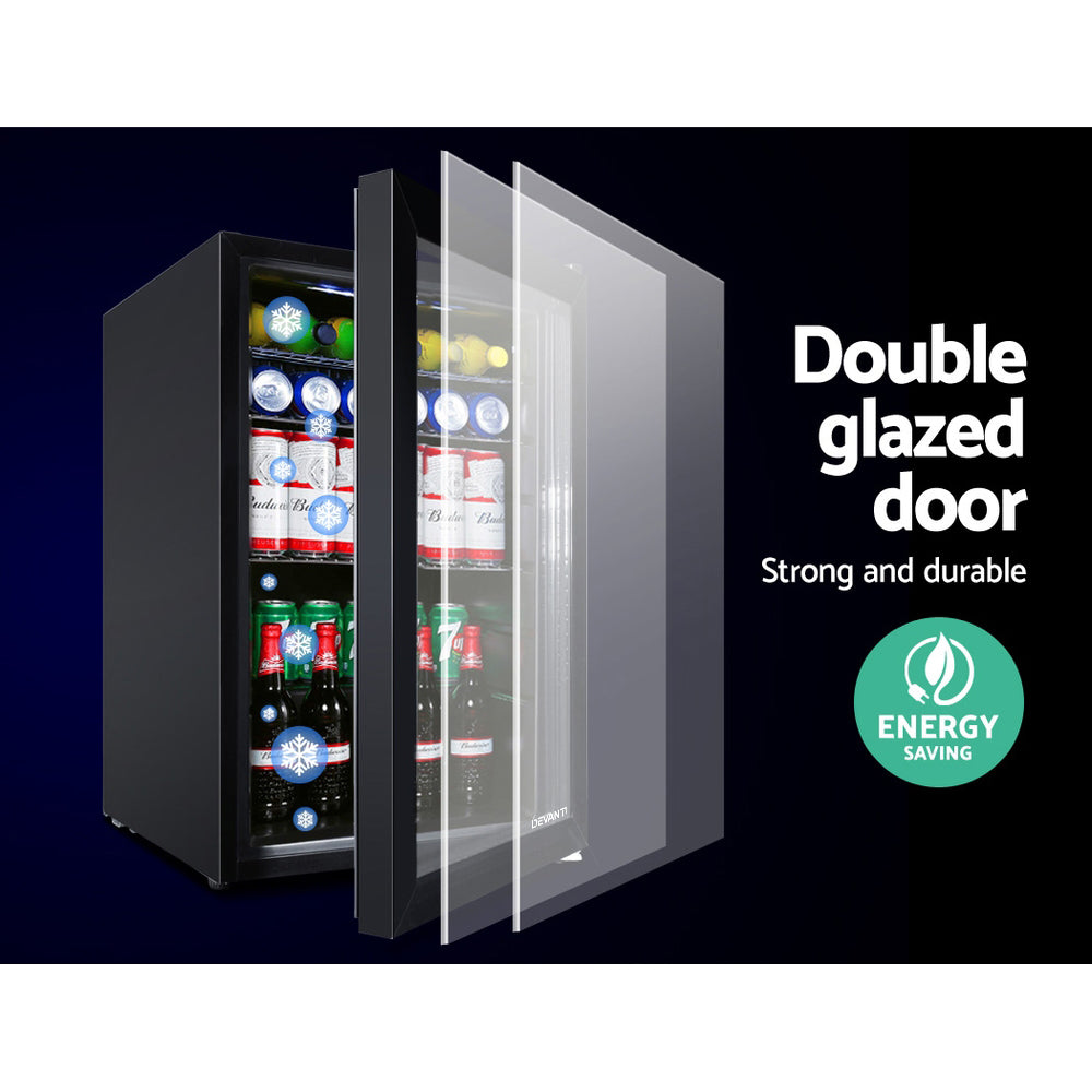 70L Small Countertop Glass Door Display Fridge - Black - Homecoze