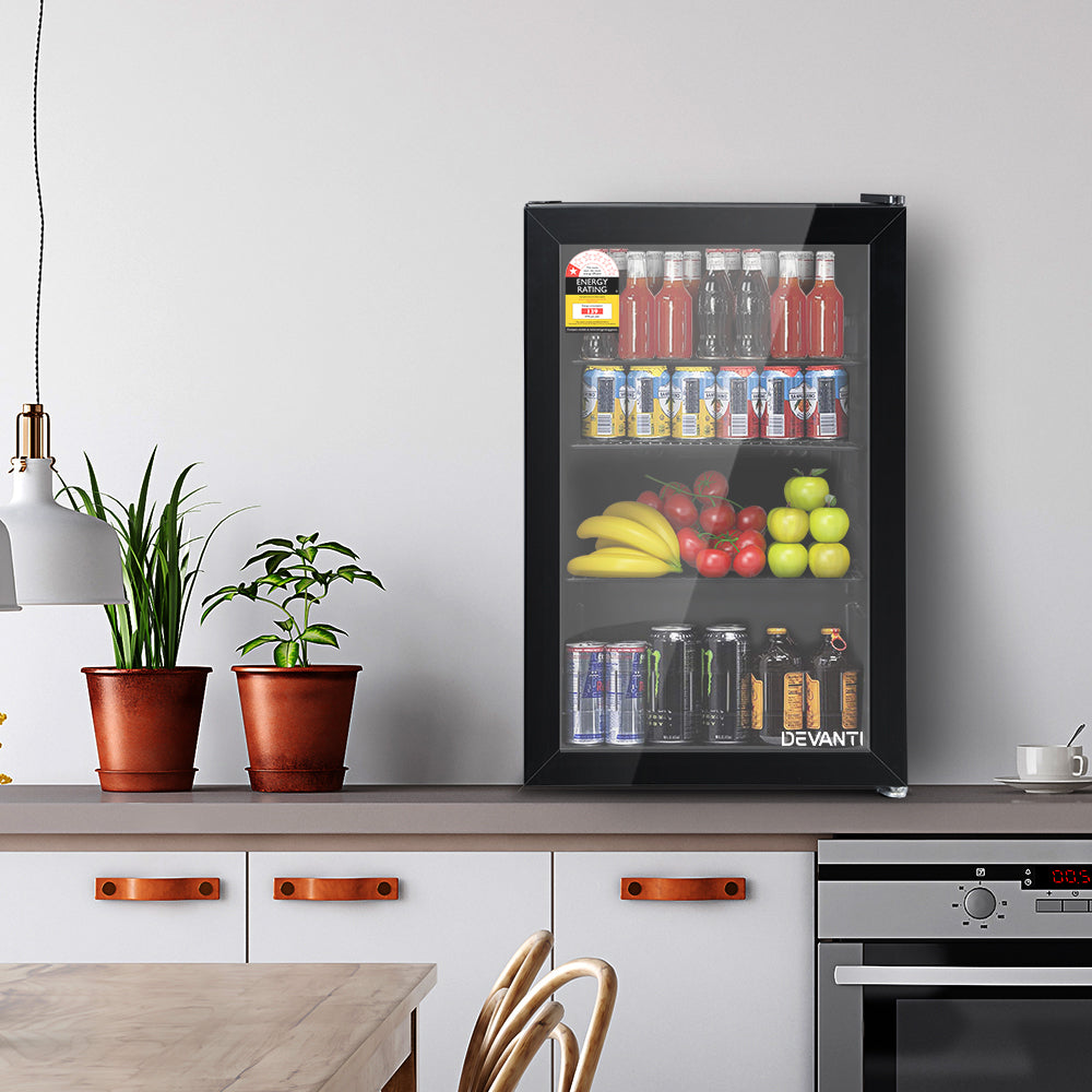 70L Small Countertop Glass Door Display Fridge - Black - Homecoze