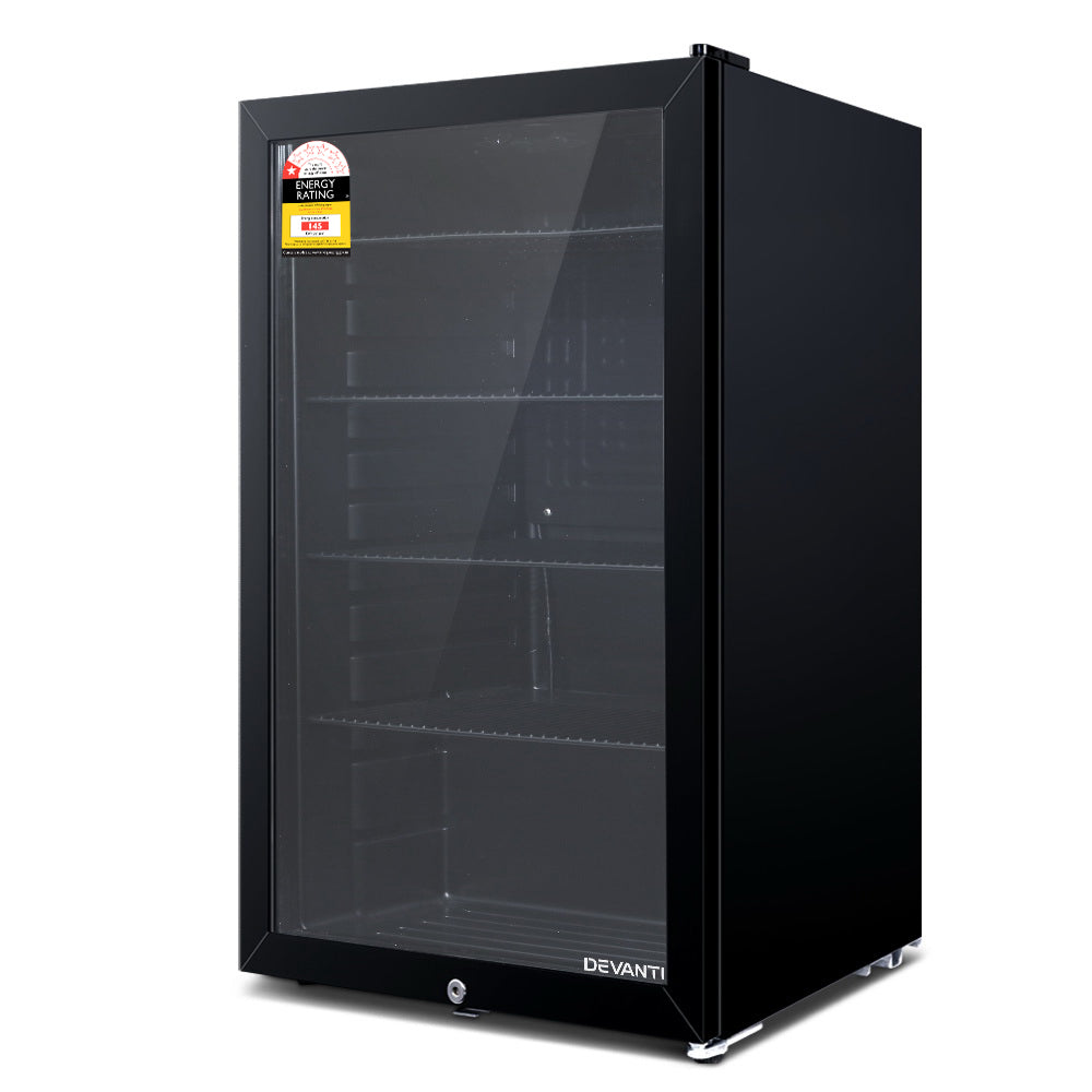 98L Countertop Glass Door Commercial Display Fridge - Black - Homecoze