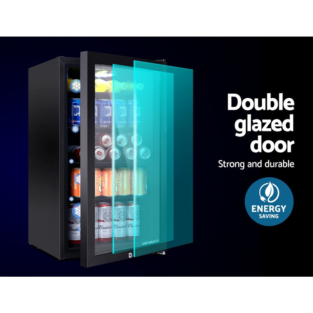 98L Countertop Glass Door Commercial Display Fridge - Black - Homecoze