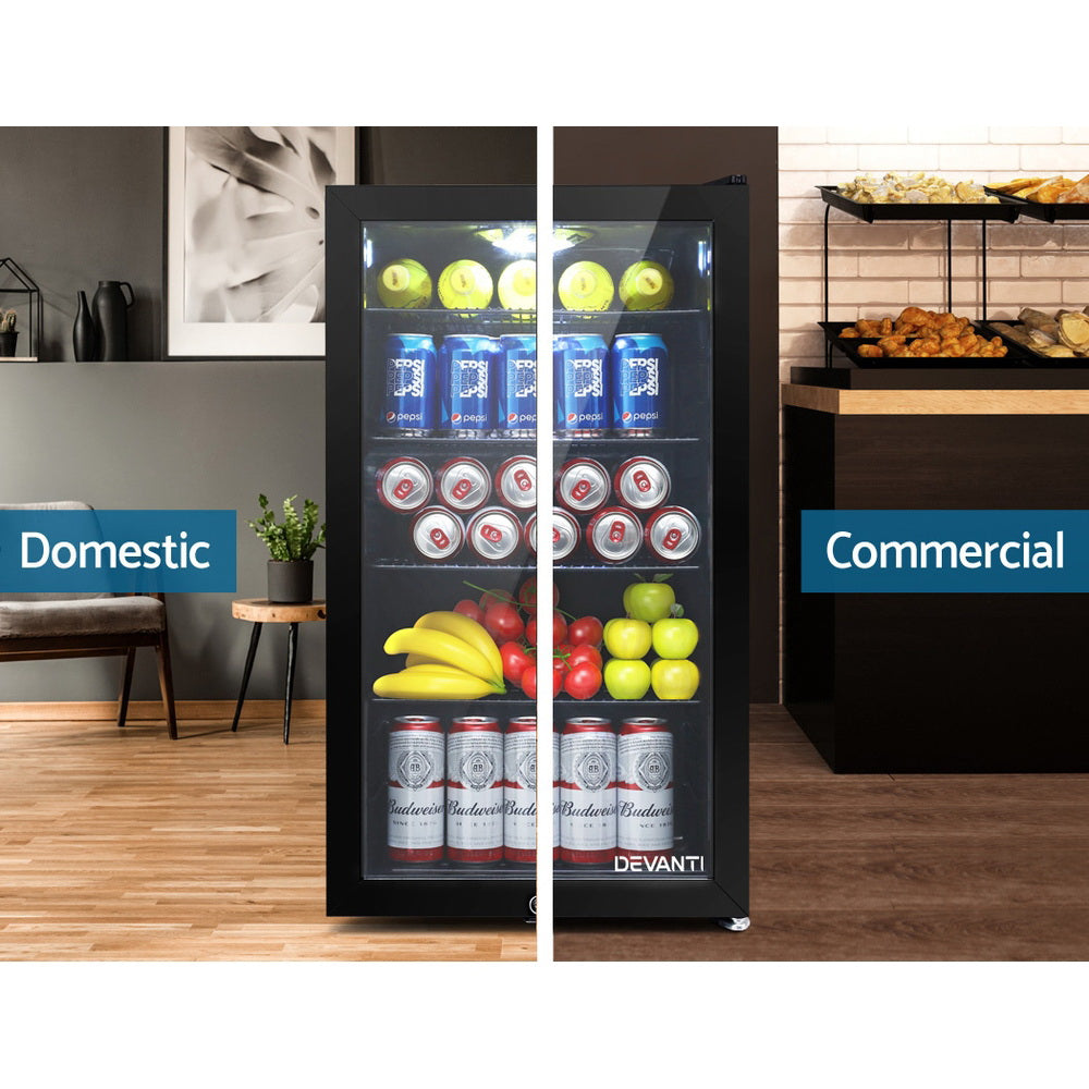 98L Countertop Glass Door Commercial Display Fridge - Black - Homecoze