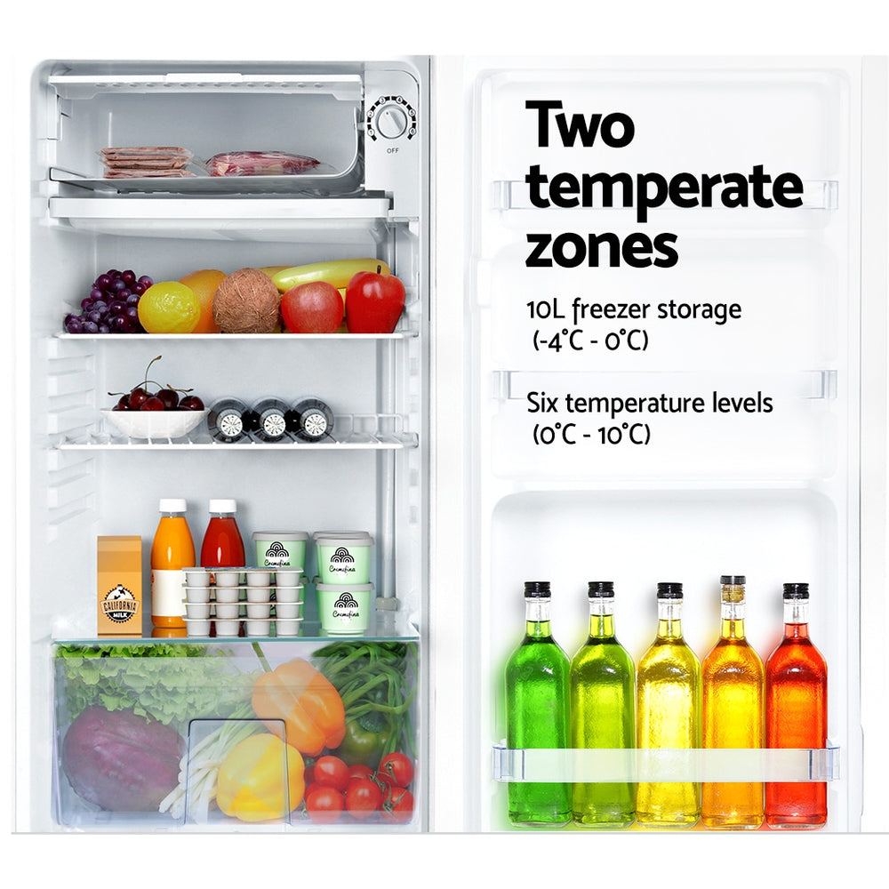 95L Small Bar Fridge with Chiller - White