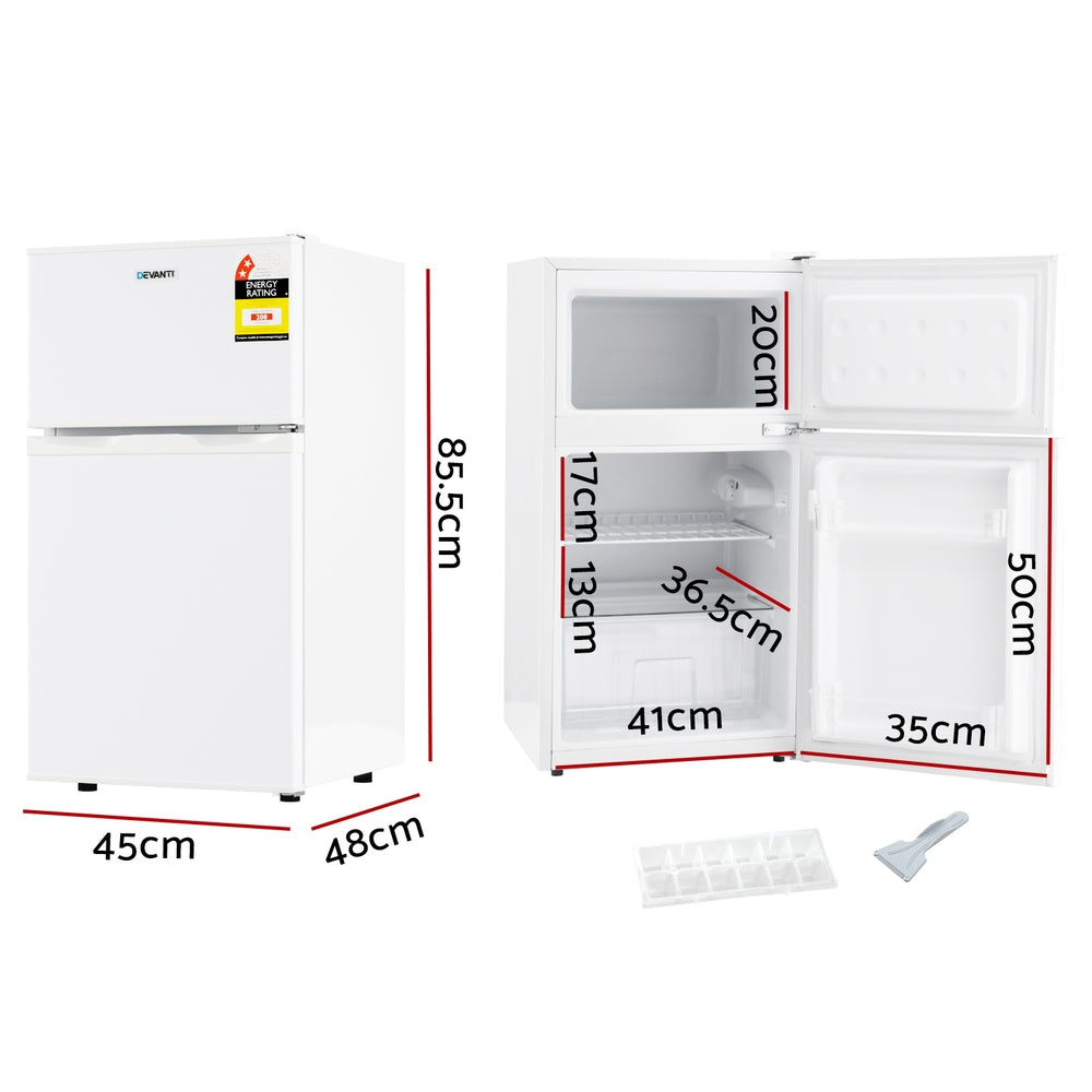 80L Mini Bar Fridge Freezer - White - Homecoze