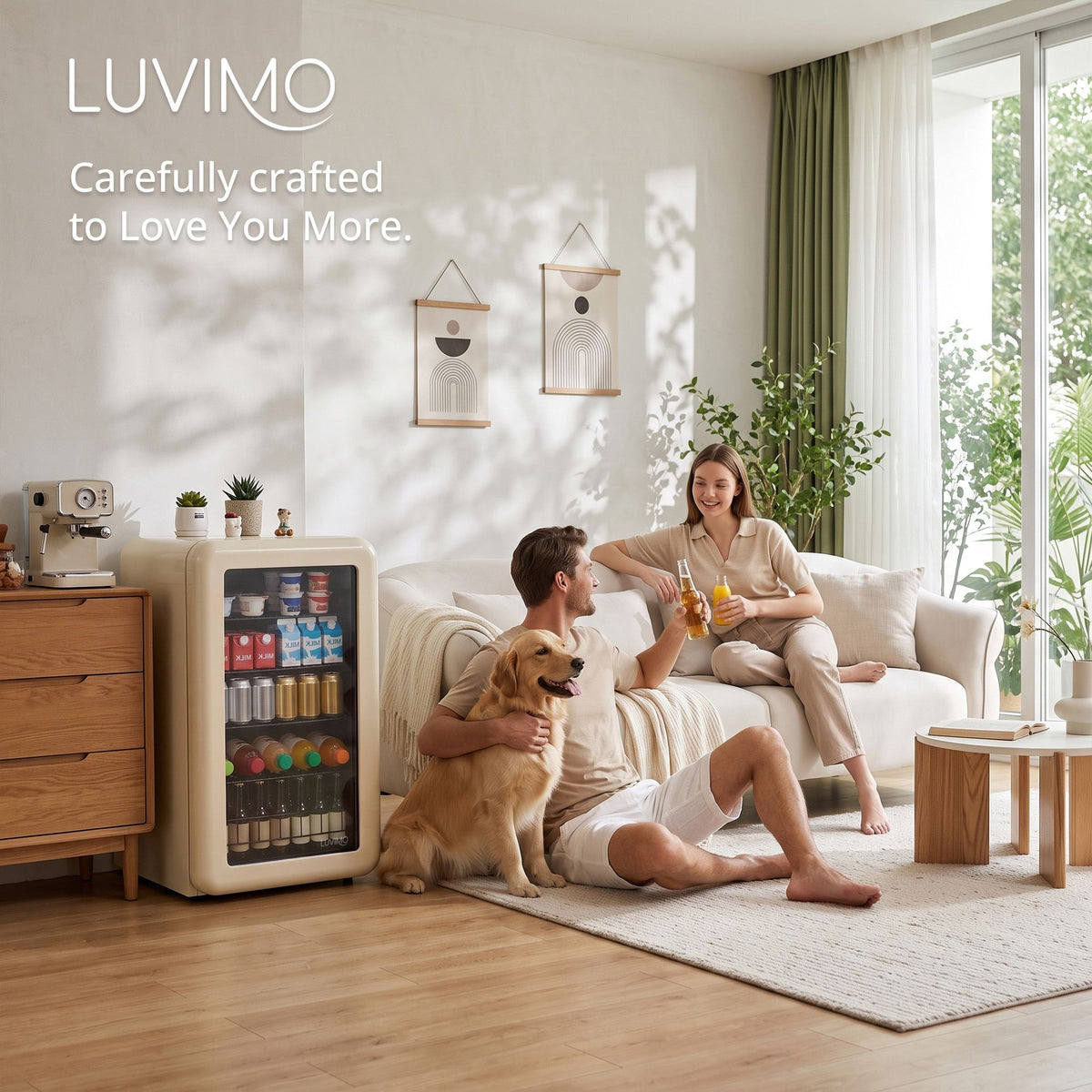 LUVIMO 130L Bar Fridge Mini Refrigerator Glass Door Aesthetics Cooler - Homecoze