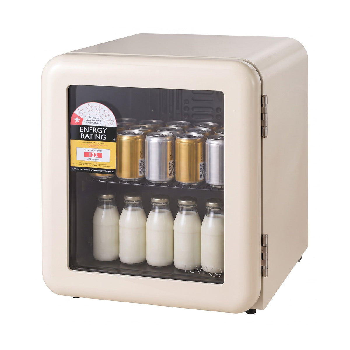 LUVIMO 48L Bar Fridge Mini Refrigerator Glass Door Aesthetics Cooler - Homecoze