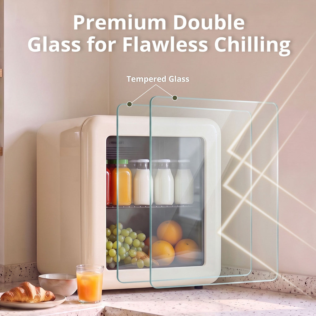 LUVIMO 48L Bar Fridge Mini Refrigerator Glass Door Aesthetics Cooler - Homecoze