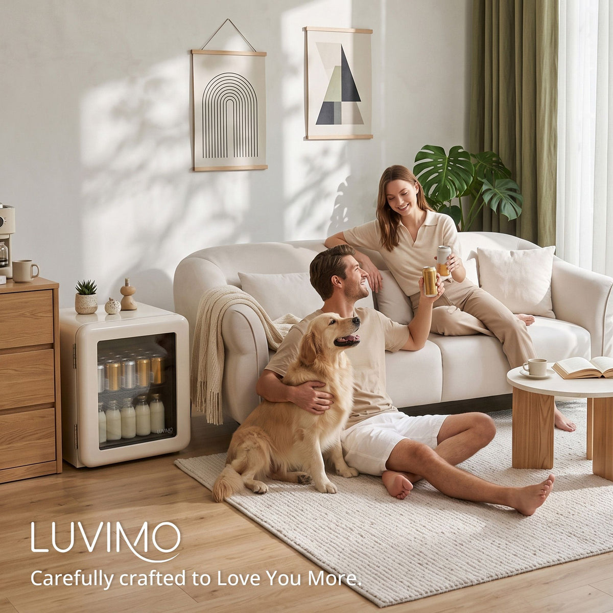 LUVIMO 48L Bar Fridge Mini Refrigerator Glass Door Aesthetics Cooler - Homecoze