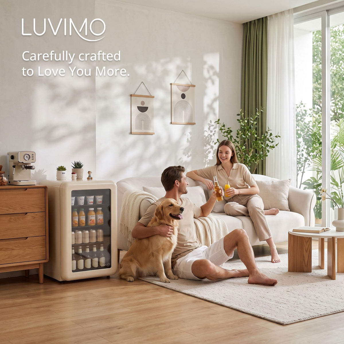 LUVIMO 70L Bar Fridge Mini Refrigerator Glass Door Aesthetics Cooler - Homecoze