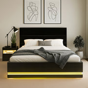 Artiss RGB LED Double Bed Frame with Beside Table Set 16 Colour Mood Lighting - Homecoze
