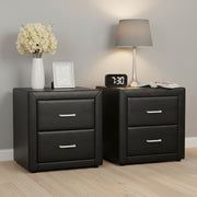 Artiss 2X Bedside Table 2 Drawers Side Table Leather - CADEN Black - Homecoze
