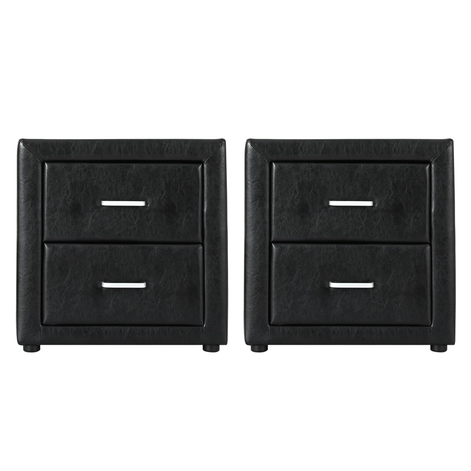 Artiss 2X Bedside Table 2 Drawers Side Table Leather - CADEN Black - Homecoze