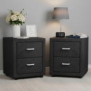 Artiss 2X Bedside Table 2 Drawers Fabric - CADEN Charcoal - Homecoze