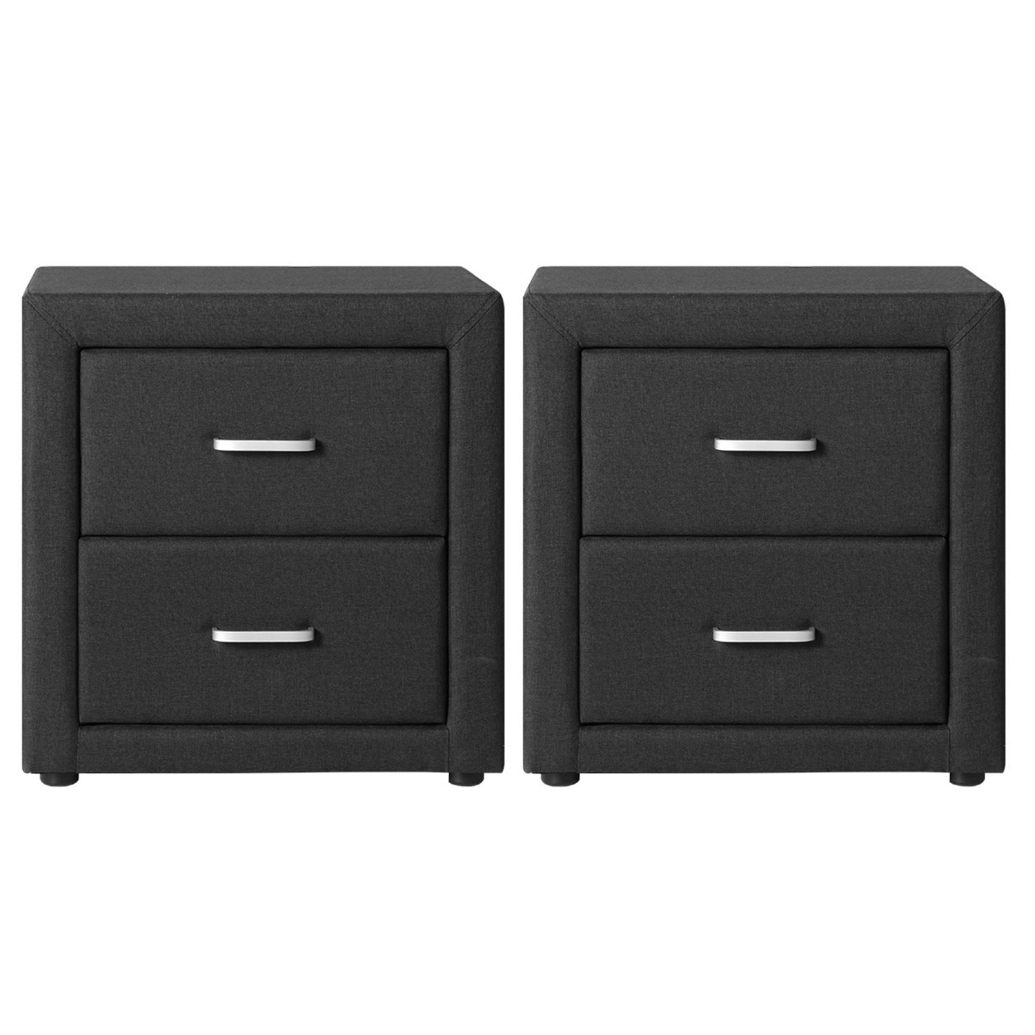 Artiss 2X Bedside Table 2 Drawers Fabric - CADEN Charcoal - Homecoze