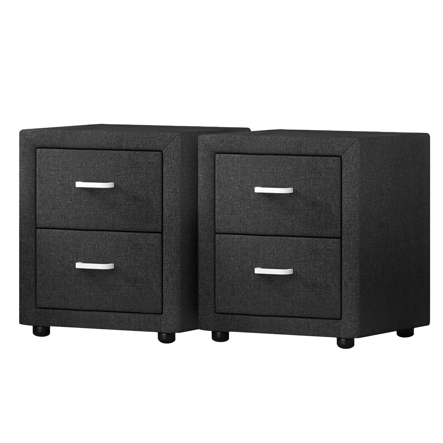 Artiss 2X Bedside Table 2 Drawers Fabric - CADEN Charcoal - Homecoze