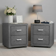 Artiss 2X Bedside Table 2 Drawers Side Table Fabric - CADEN Grey - Homecoze