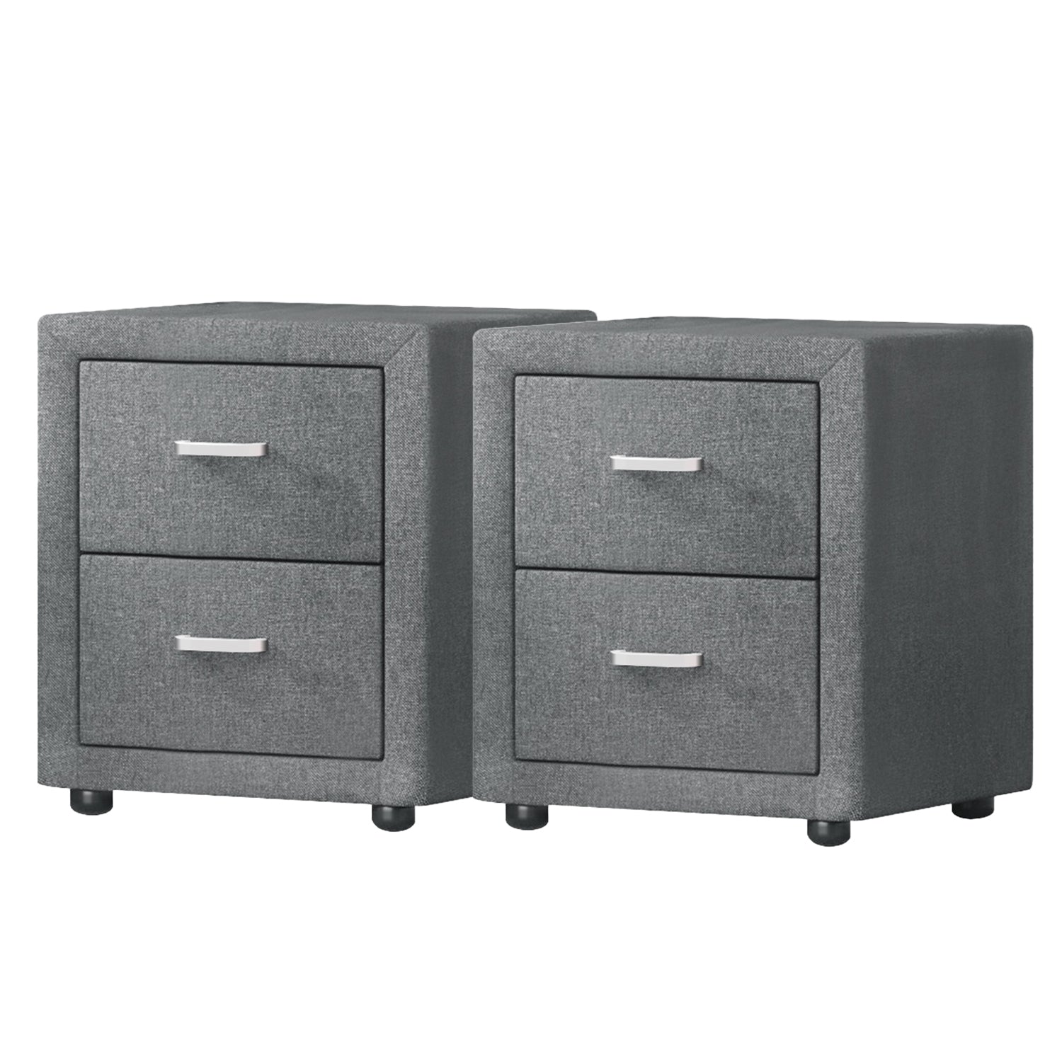 Artiss 2X Bedside Table 2 Drawers Side Table Fabric - CADEN Grey - Homecoze