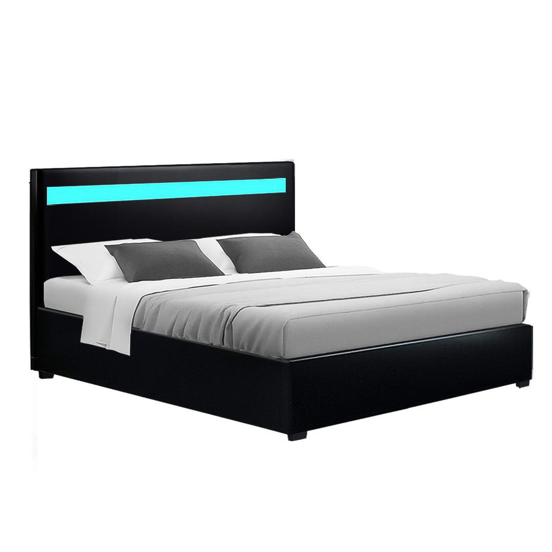 Boston (Double) Storage Bed Frame | PU Leather - Black