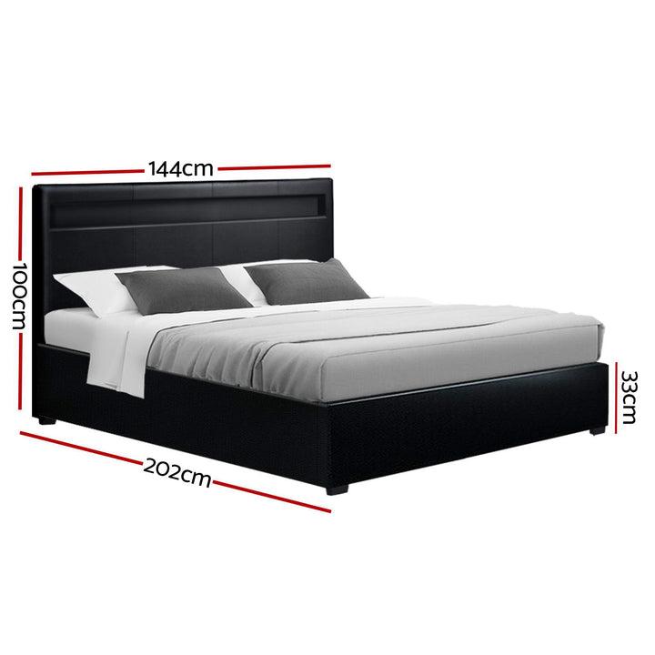 Boston (Double) Storage Bed Frame | PU Leather - Black