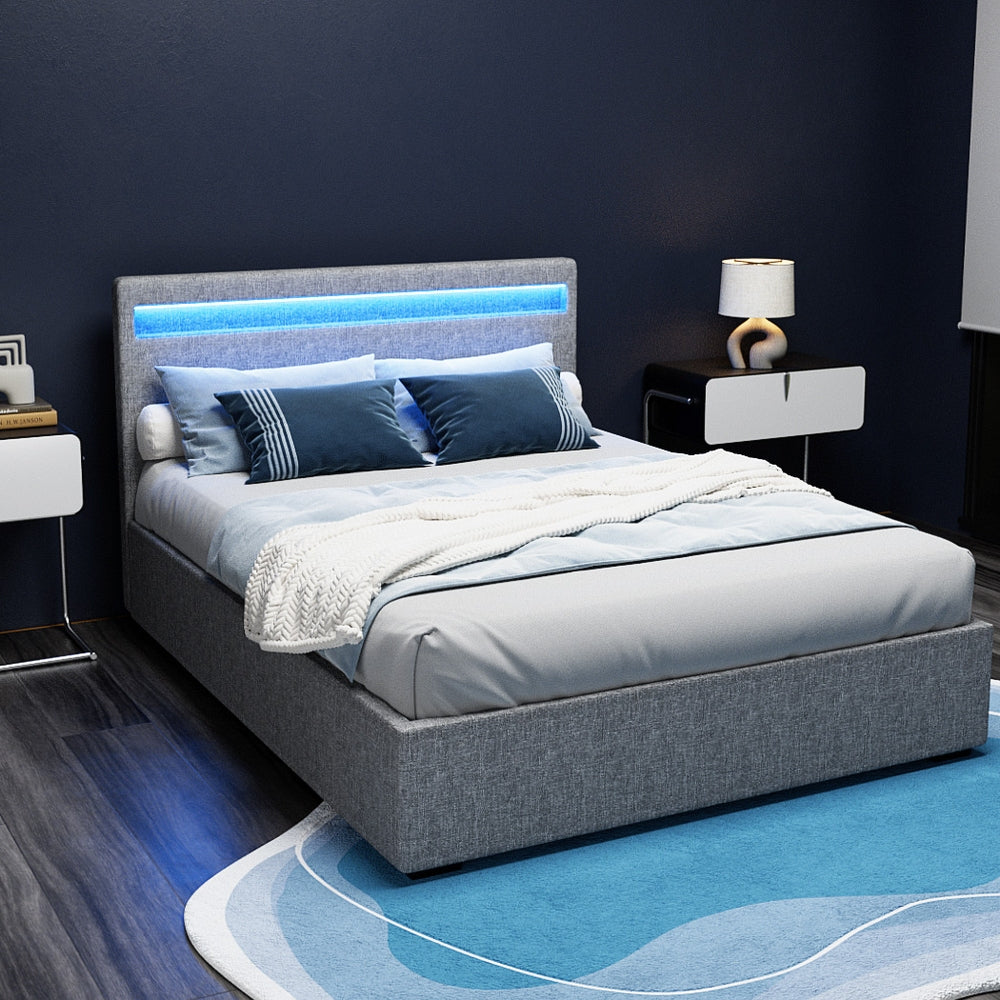 Boston (Double) Storage Bed Frame | Fabric - Grey - Homecoze