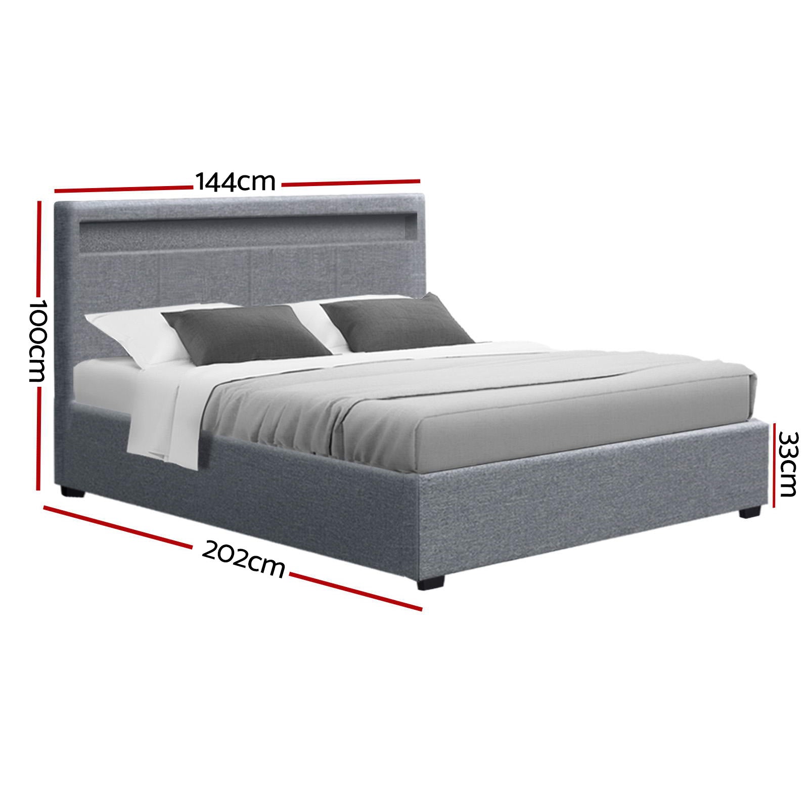 Boston (Double) Storage Bed Frame | Fabric - Grey - Homecoze