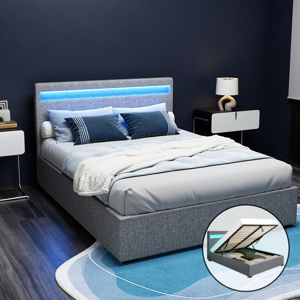Boston (Double) Storage Bed Frame | Fabric - Grey - Homecoze