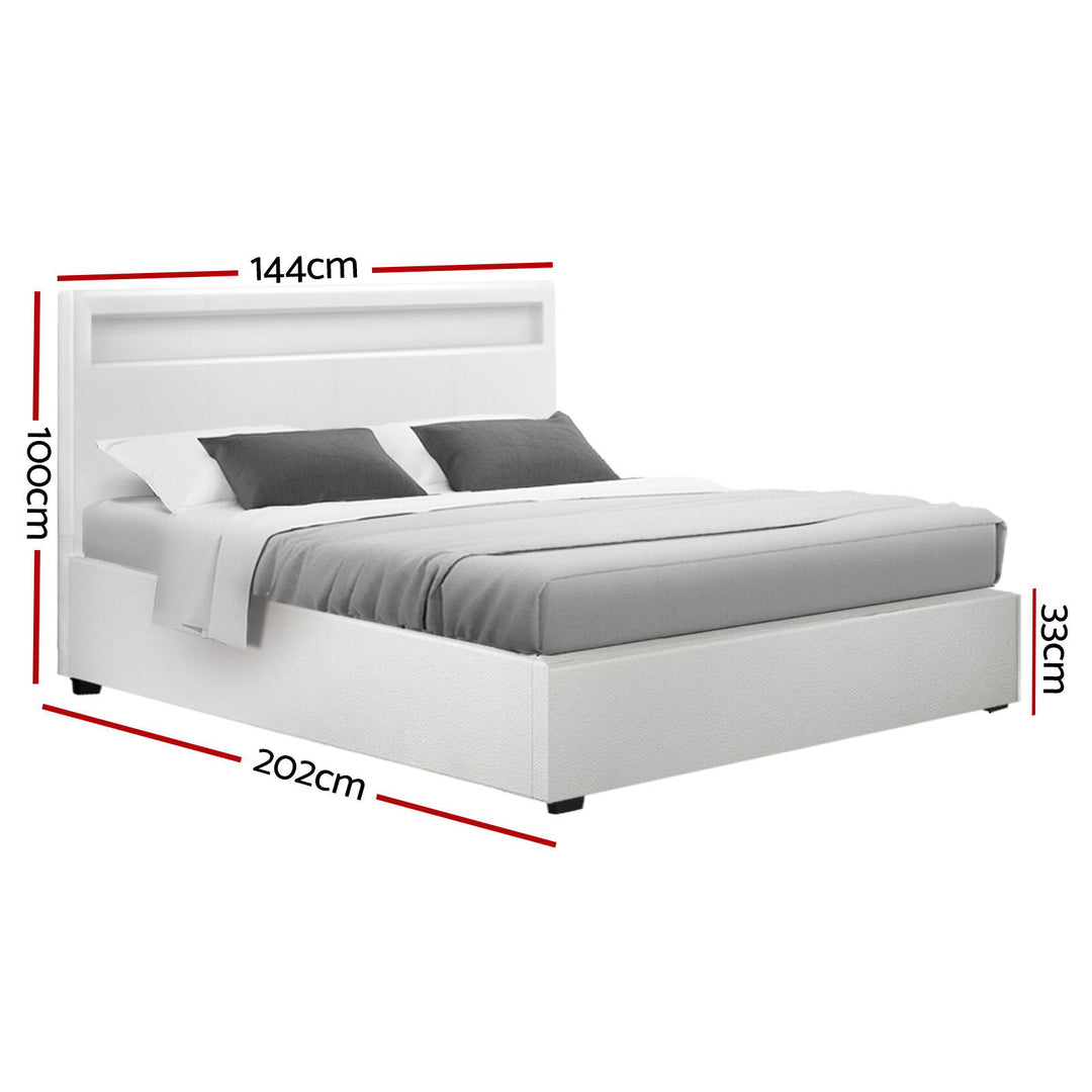 Boston (Double) Storage Bed Frame | PU Leather - White