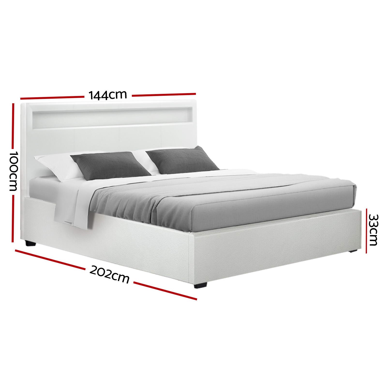 Boston (Double) Storage Bed Frame | PU Leather - White - Homecoze