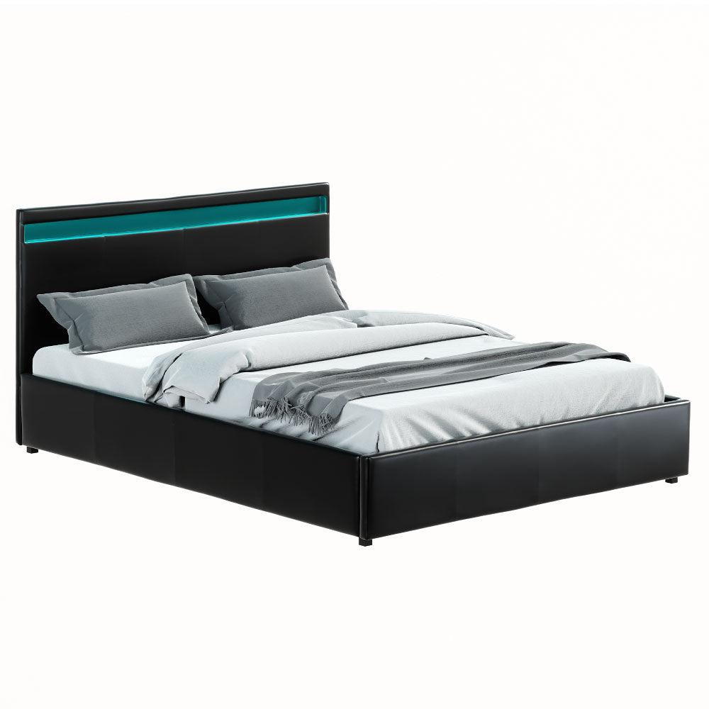 Boston (Queen) Storage Bed Frame | PU Leather - Black