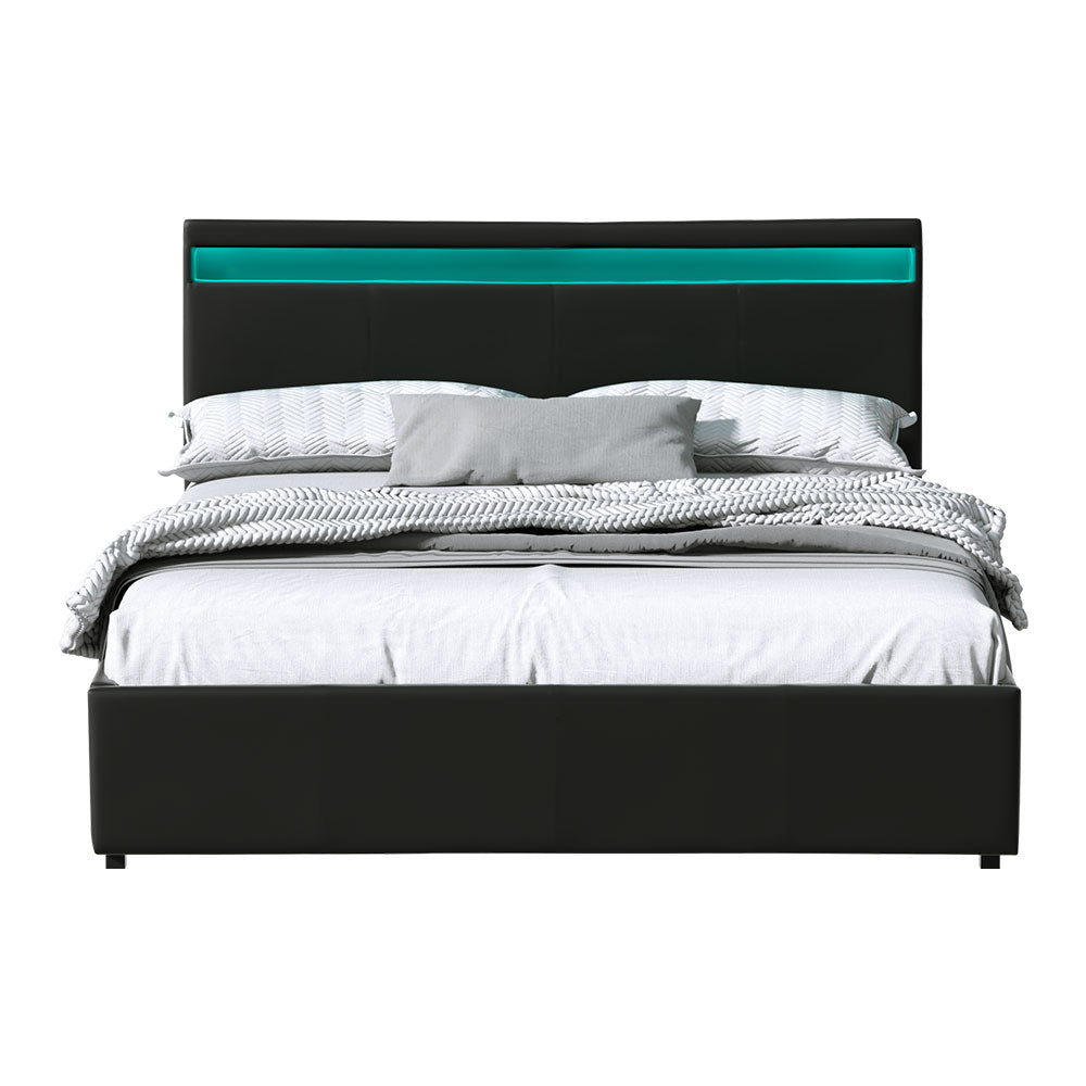 Boston (Queen) Storage Bed Frame | PU Leather - Black - Homecoze