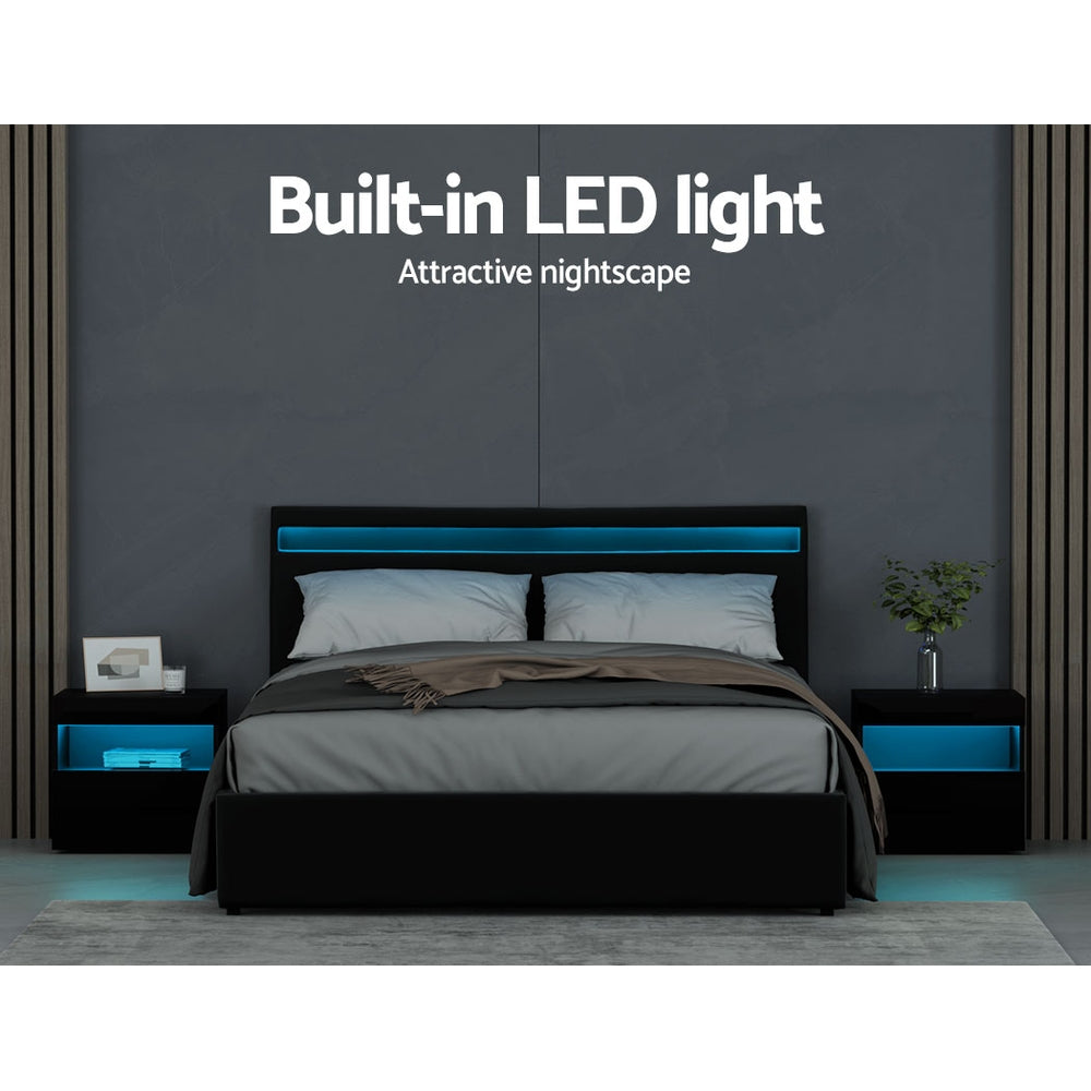 Boston (Queen) Storage Bed Frame | PU Leather - Black - Homecoze