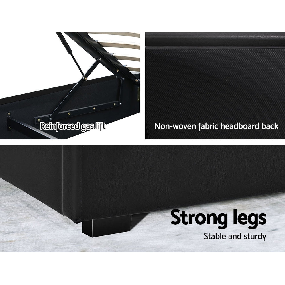 Boston (Queen) Storage Bed Frame | PU Leather - Black - Homecoze