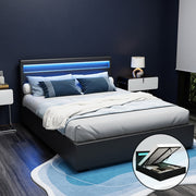 Boston (Queen) Storage Bed Frame | PU Leather - Black - Homecoze