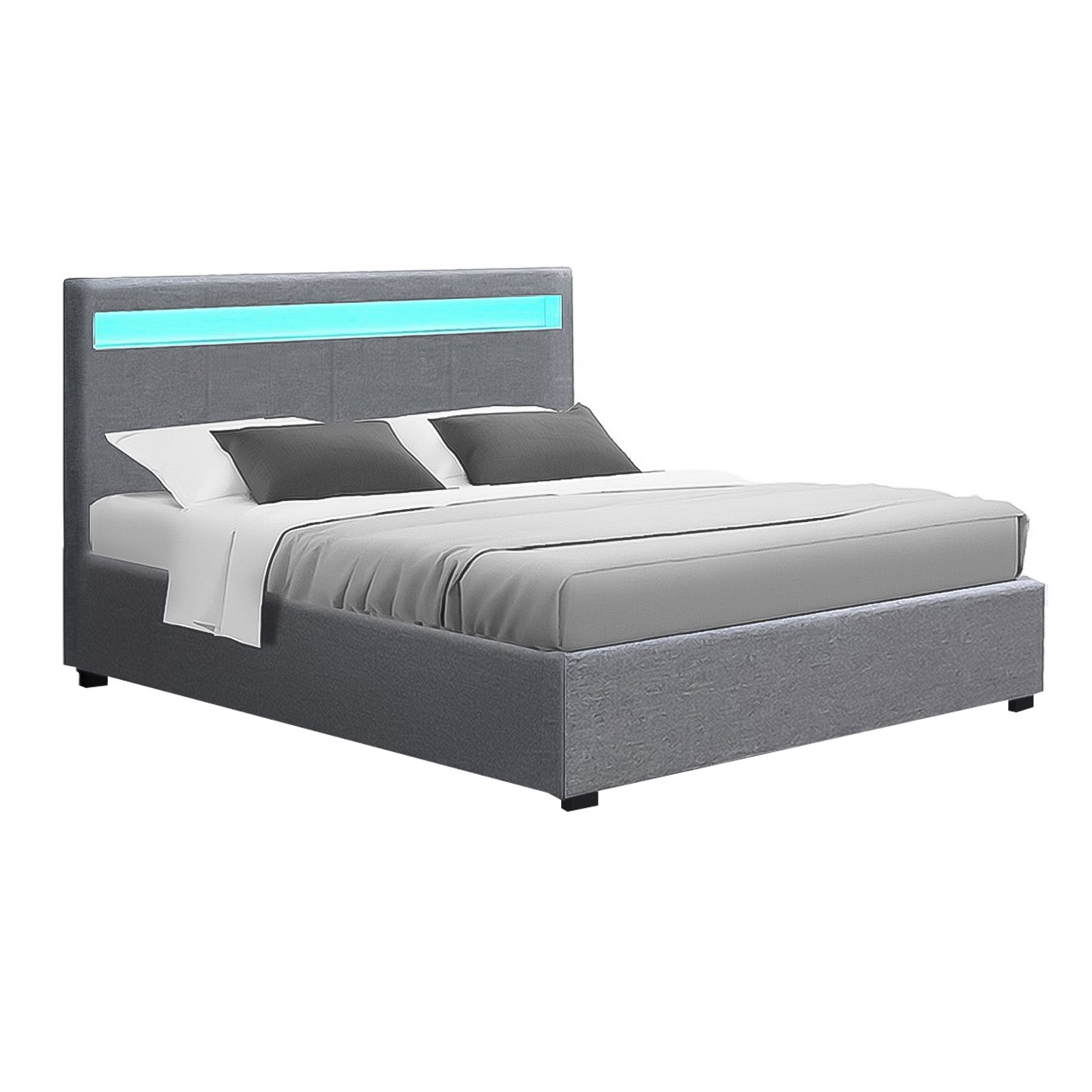 Boston (Queen) Storage Bed Frame | Fabric - Grey - Homecoze