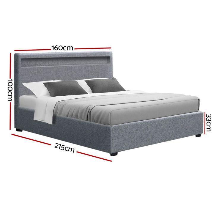 Boston (Queen) Storage Bed Frame | Fabric - Grey