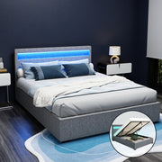 Boston (Queen) Storage Bed Frame | Fabric - Grey - Homecoze