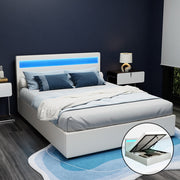 Boston (Queen) Storage Bed Frame | PU Leather - White - Homecoze