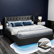 Naples (King) Storage Bed Frame | Fabric - Charcoal - Homecoze