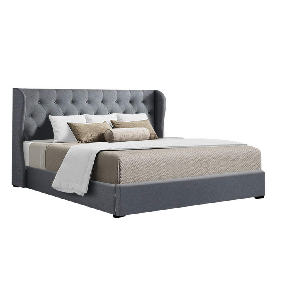 Naples (King) Storage Bed Frame | Fabric - Grey - Homecoze
