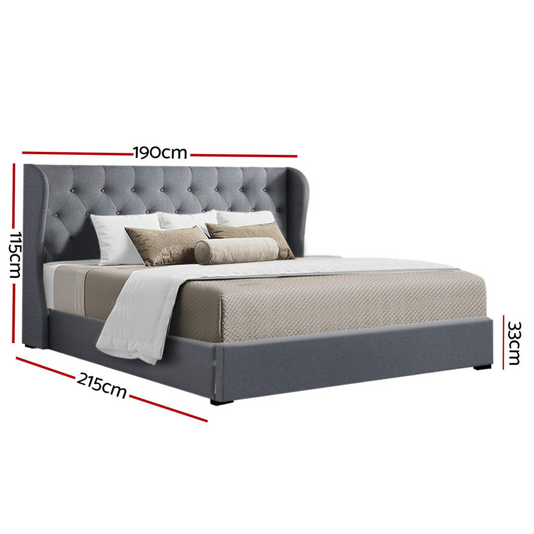 Naples (King) Storage Bed Frame | Fabric - Grey