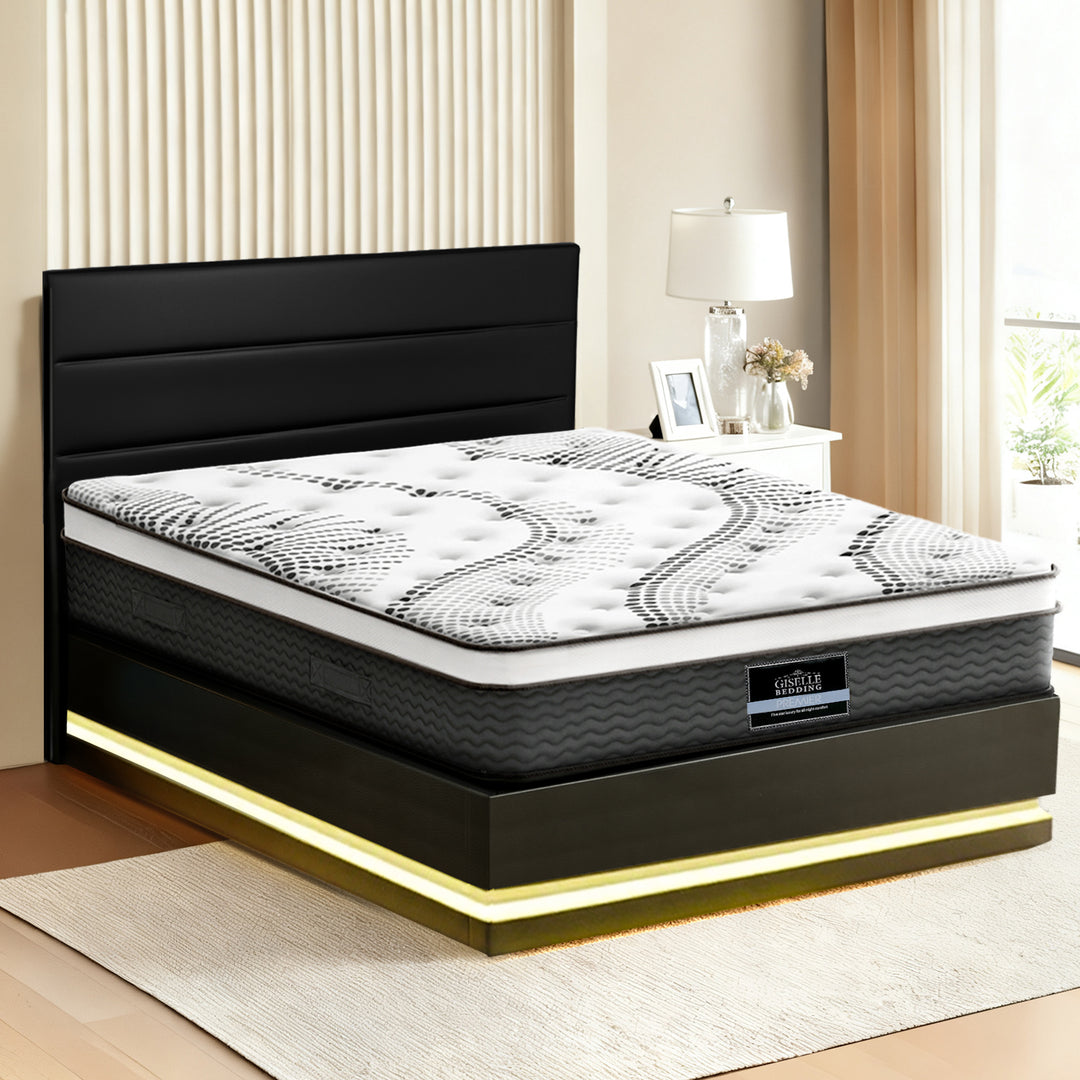 Miami (Queen) Bed Frame & Zenith Mattress Set - Black - Homecoze